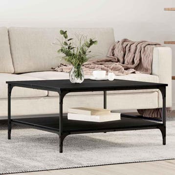 vidaXL Salontafel Zwart eiken 80 x 80 x 40 cm Bewerkt hout, Verzenden, Nieuw, 65 cm of meer, Minder dan 55 cm