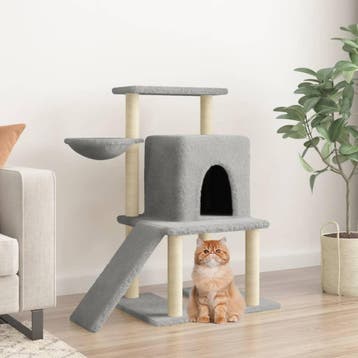 vidaXL Kattenmeubel met sisal krabpalen 96,5 cm lichtgrijs, Verzenden, Nieuw
