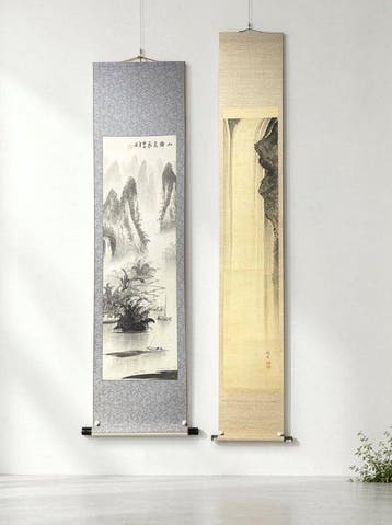Set van 2 Japanse Hangende Doeken met Watervallen en