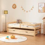 Kinderbed Sonkajärvi met onderschuifbed 90x200 cm naturel [e, Verzenden, Nieuw