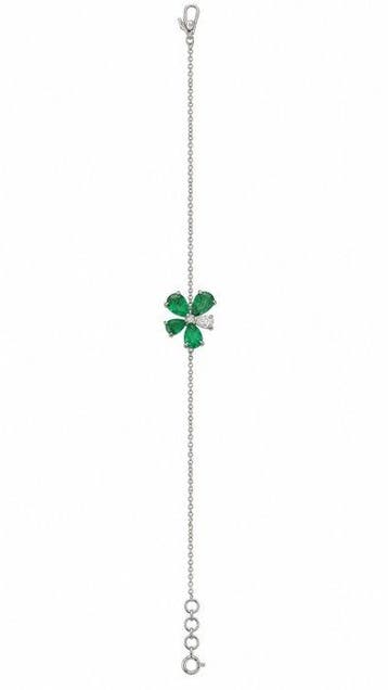 Schakelarmband - 14 karaat Witgoud - 2.21ct. tw. Smaragd -