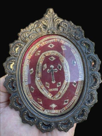 Relikwie - Brons, Glas, Textiel - 1850-1900 - Relikwieën van