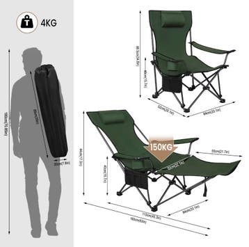 Opvouwbare Campingstoel Groen of Grijs - Tuinstoel met hoes, Verzenden, Nieuw, Stapelbaar