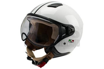 Helm Vito Jethelm Moda glans wit/licht bruin, Fietsen en Brommers, Brommerhelmen, Ophalen of Verzenden, Nieuw, Vito
