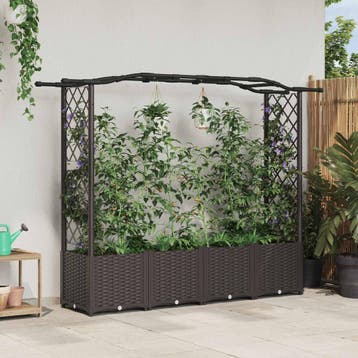vidaXL Verhoogd Bed met Trellis en Dak Bruin 204 x 40 x 138, Verzenden, Nieuw, Minder dan 60 cm, 60 cm of meer