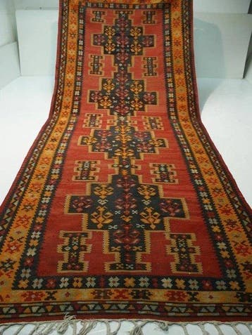 Handgeweven Kazak Kelim tapijt antiek wol - Kelim - 390 cm -, Nieuw