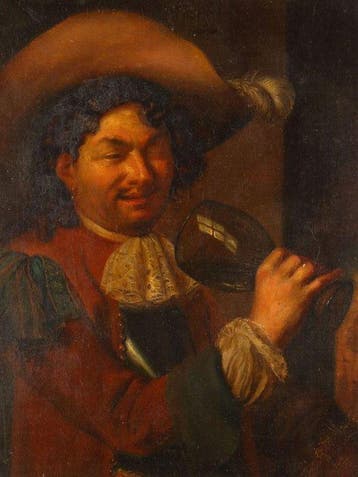 Arie de Vois, Toegeschreven aan - drinkende cavalier met, Antiek en Kunst, Kunst | Schilderijen | Klassiek