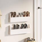 vidaXL Schoenenrekken 2 st 59x9x23 cm massief grenenhout wit, Verzenden, Nieuw