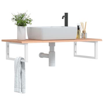 vidaXL Badkamer wandschap staal en massief eikenhout, Verzenden, Nieuw