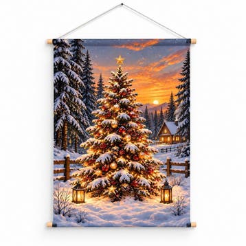 Kerstboom op doek – Kerst Wanddoek 50x75 cm – 3 Designs, Diversen, Verzenden, Nieuw