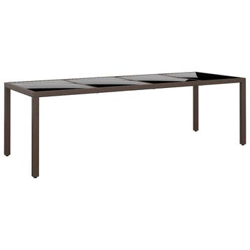 vidaXL Tuintafel met glazen blad poly rattan bruin, Tuin en Terras, Tuintafels, Verzenden, Nieuw