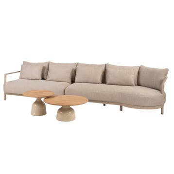 June Mykonos modulaire chaise longue loungeset 4 delig teak, Ophalen of Verzenden, Nieuw