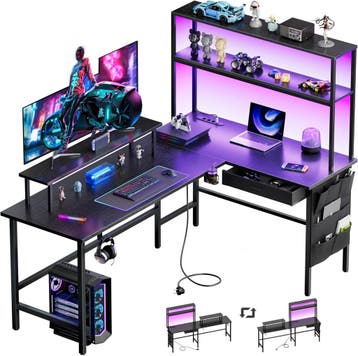 Gaming bureau - Gaming desk - Gaming tafel - 170x100 cm - Zw, Verzenden, Zo goed als nieuw