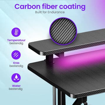 Lugia Pro Gaming Bureau 80x50x88 cm - Led Verlichtingen -, Ophalen of Verzenden, Nieuw, Lugia