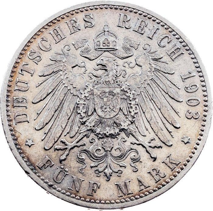 Duitsland, keizerrijk Wilhelm II. 5 Mark 1903 / Württemberg, Postzegels en Munten, Munten | Europa | Niet-Euromunten