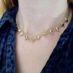 Gouden galeriedraad schakelcollier (Ketting), Ophalen of Verzenden, Gebruikt, Overige kleuren, Goud