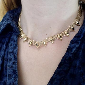 Gouden galeriedraad schakelcollier (Ketting), Ophalen of Verzenden, Gebruikt, Goud, Goud
