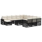 vidaXL Tuinbankenset 13 pcs Zwart en Cream Wit poly rattan, Tuin en Terras, Verzenden, Nieuw, 3 zitplaatsen
