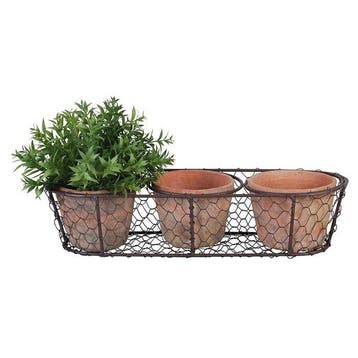 Bloempot - Terracotta, Staal - Potten in draadmanden