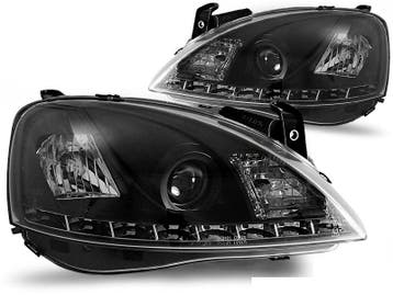 Koplampen Opel Corsa C DRL look Devil Eyes zwart, Ophalen of Verzenden, Nieuw