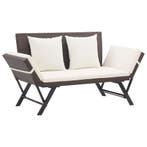vidaXL Tuinbank met kussens 176 cm poly rattan bruin, Verzenden, Nieuw