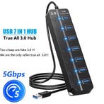 USB 3.0 Hub 7-Poorts High Speed Splitter met Schakelaars, Verzenden, Nieuw