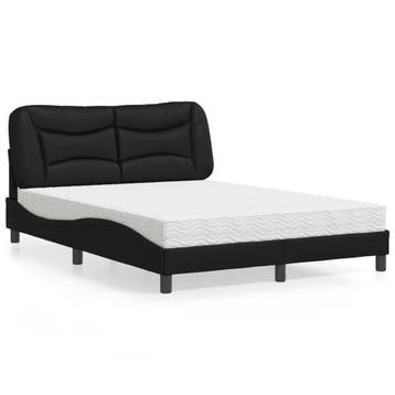 vidaXL Bed met matras Hvar kunstleer zwart 120x200 cm, Overige materialen, Verzenden, Zwart, Nieuw