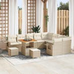 vidaXL Tuinbankenset met kussen 12 pcs Beige en Crème poly, Tuin en Terras, Tuinsets en Loungesets, Verzenden, Nieuw, Rotan, 2 zitplaatsen
