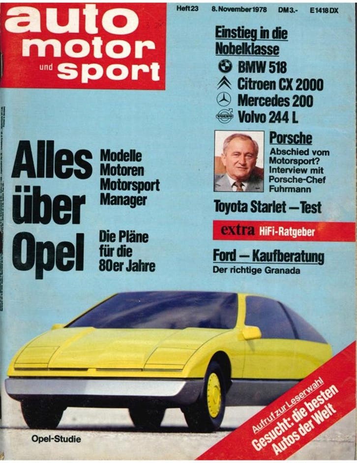 1978 AUTO MOTOR UND SPORT 23 DUITS, Boeken, Auto's | Folders en Tijdschriften