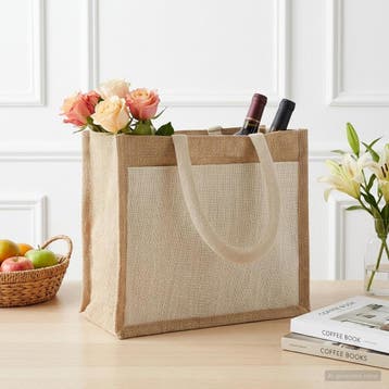 vidaXL Jute handtassen met zak 10 Natuurlijk en Wit 26 x 22, Verzenden, Nieuw