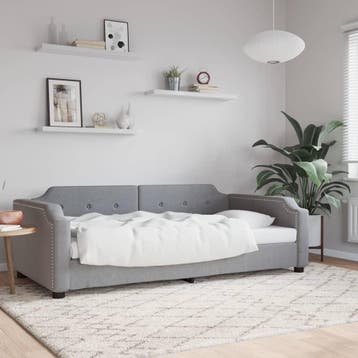 vidaXL Slaapbank 80x200 cm stof lichtgrijs, Huis en Inrichting, Slaapkamer | Bedden, Eenpersoons, Verzenden, Nieuw, 80 cm