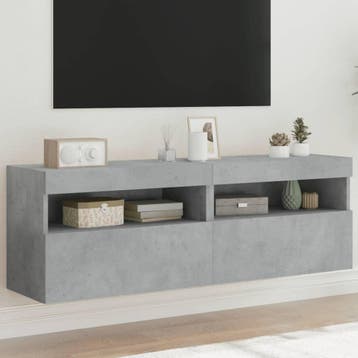 vidaXL Tv-wandmeubels met LED 2 st 60x30x40 cm betongrijs, Huis en Inrichting, Minder dan 50 cm, Verzenden, Nieuw, Minder dan 100 cm