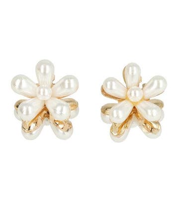 Haarspeld Haarklemmen 2cm – Bloemvorm met Parels – Goud Wit, Nieuw