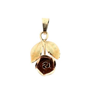 Bicolor gouden hanger van roos (Hanger of bedel), Sieraden, Tassen en Uiterlijk, Bedels, Ophalen of Verzenden, Gebruikt, Goud