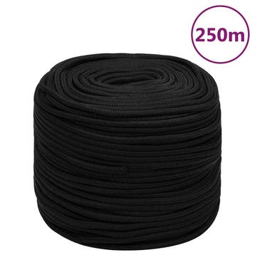 vidaXL Werktouw 8 mm 250 m polyester zwart, Verzenden, Nieuw
