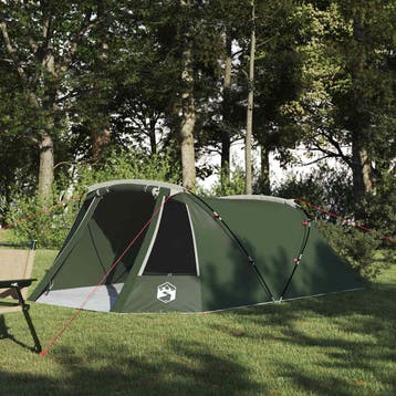 vidaXL Tunnel Tent 3-Person 3-persoons Groen en Wit, Caravans en Kamperen, Tenten, Verzenden, Nieuw, Tot en met 2