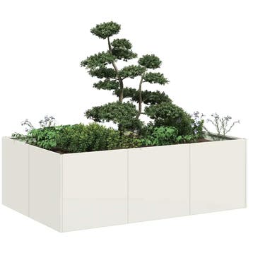 vidaXL Plantenbak 120x80x40 cm staal wit, Verzenden, Nieuw, Metaal, 60 tot 100 cm