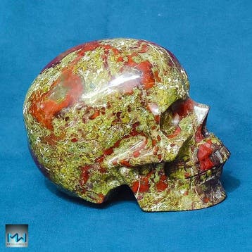 Dragon Blood Jasper handgesneden kristallen schedel -