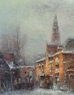 Gerard Nijland (1931) - Stadsgezicht in de sneeuw