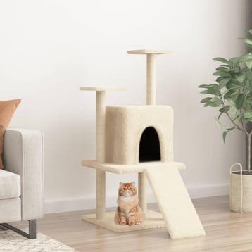 vidaXL Kattenmeubel met sisal krabpalen 110 cm crèmekleurig, Verzenden, Nieuw