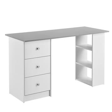 Bureau Lemberg met 3 lades 120x49x72 cm wit en lichtgrijs, Huis en Inrichting, Bureaus, Verzenden, Nieuw