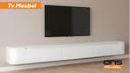 Japandi Zwevend Tv Meubel ( Wit ), Japandi, Eikenhout, Nieuw, 200 cm of meer