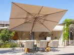 Hacienda zweefparasol 300x400 cm houtlook zand robuust, Tuin en Terras, Parasols, Ophalen of Verzenden, Nieuw