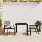 vidaXL 3-delige Tuinset staal antracietkleurig, 2 zitplaatsen, Verzenden, Nieuw, Rvs