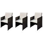 vidaXL Tuinstoelen 3 pcs Bruin 56 x 52 x 87 cm Poly riet, Verzenden, Nieuw, Rotan