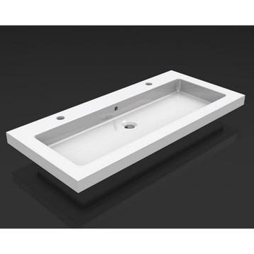 Wiesbaden Kera Wastafel Enkel met 2 Kraangaten - 100x46x5cm, Ophalen of Verzenden, Nieuw