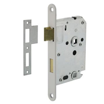 Intersteel badkamer/toiletslot 63/8mm met witte voorplaat, Verzenden, Nieuw