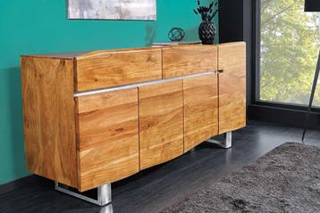 Massief boomstamdressoir MAMMUT 170cm acacia sledeonderstel, Ophalen of Verzenden, Nieuw