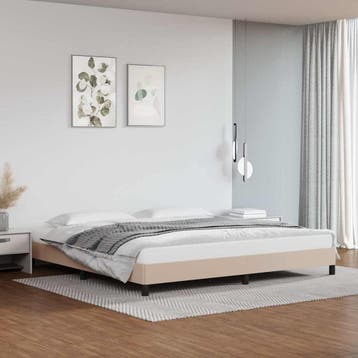 vidaXL Bedframe kunstleer cappuccinokleurig 200x200 cm, Overige materialen, Bruin, Verzenden, Overige maten