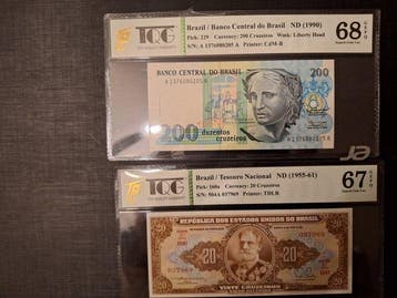 Brazilië. - 2 banknotes - various dates (Zonder